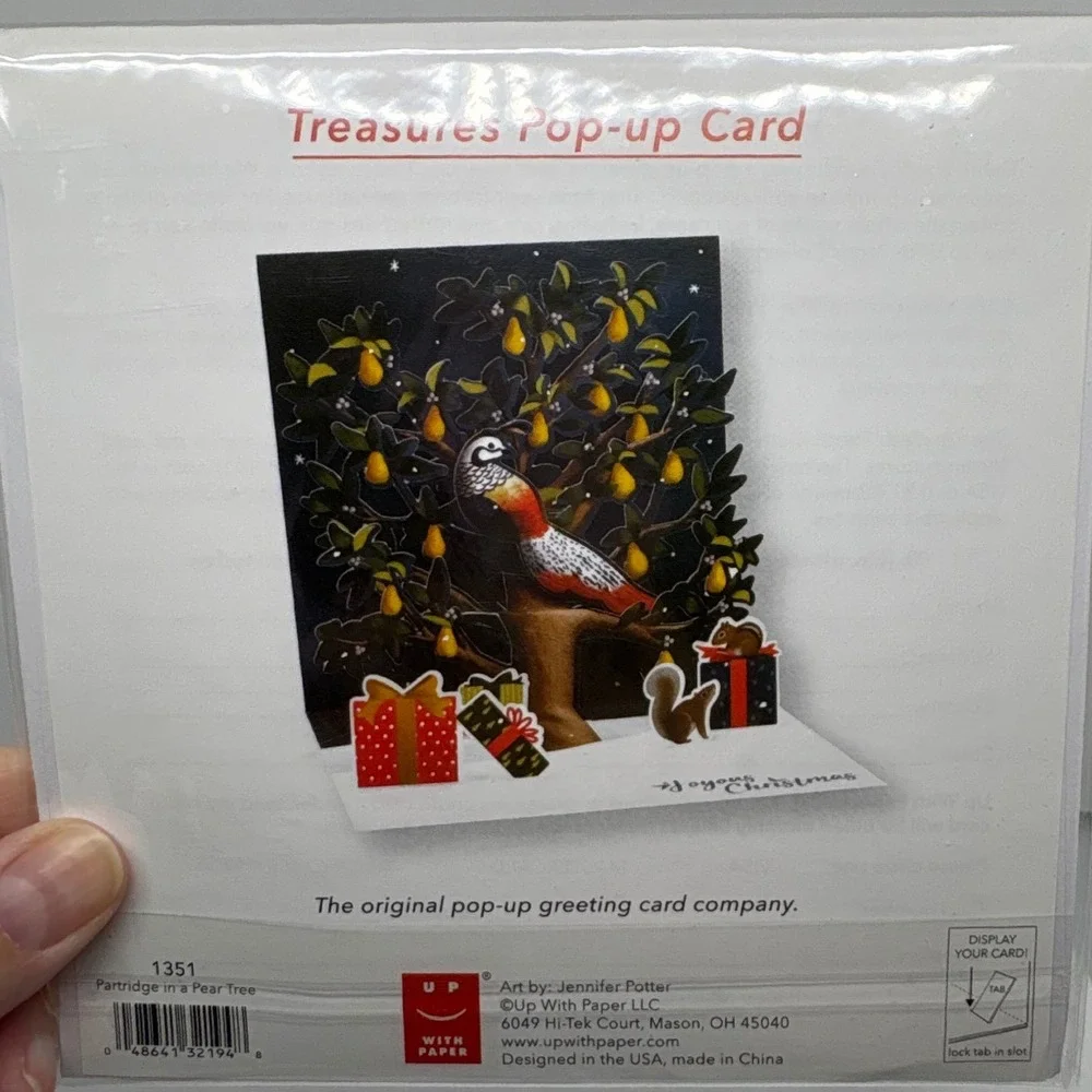 3 Up With Paper Treasures Pop‎ Up Greeting Card Set Christmas Nativity Door Bird